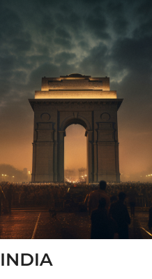 India Gate illuminated at dusk in New Delhi