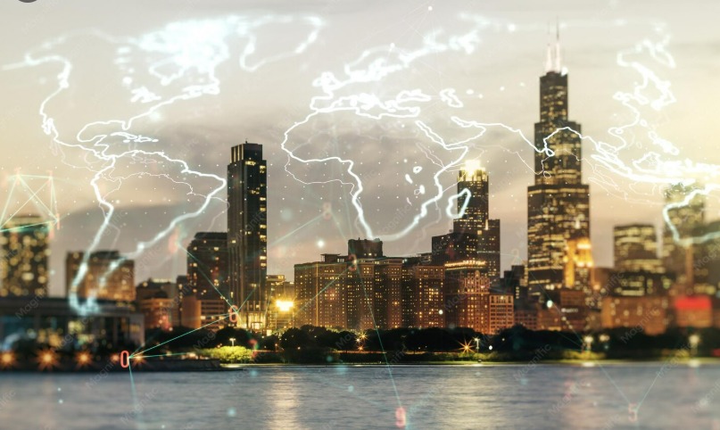 Futuristic view of a high-tech Earth