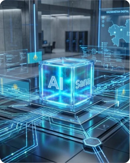 Glowing AI cube in a digital operations environment