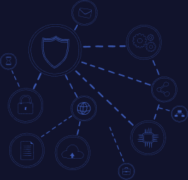 Shield connected to security, cloud, and operations icons